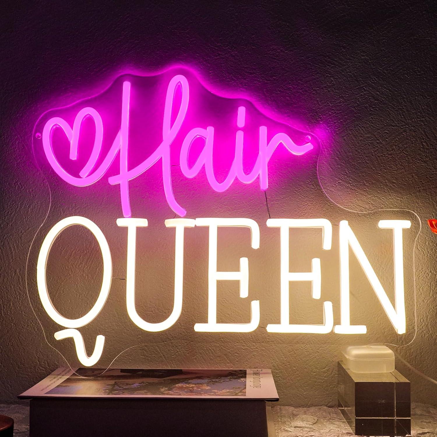 Beauty Queen Makeup Studio - Letreiro Neon 'Rainha do Cabelo' Regulável