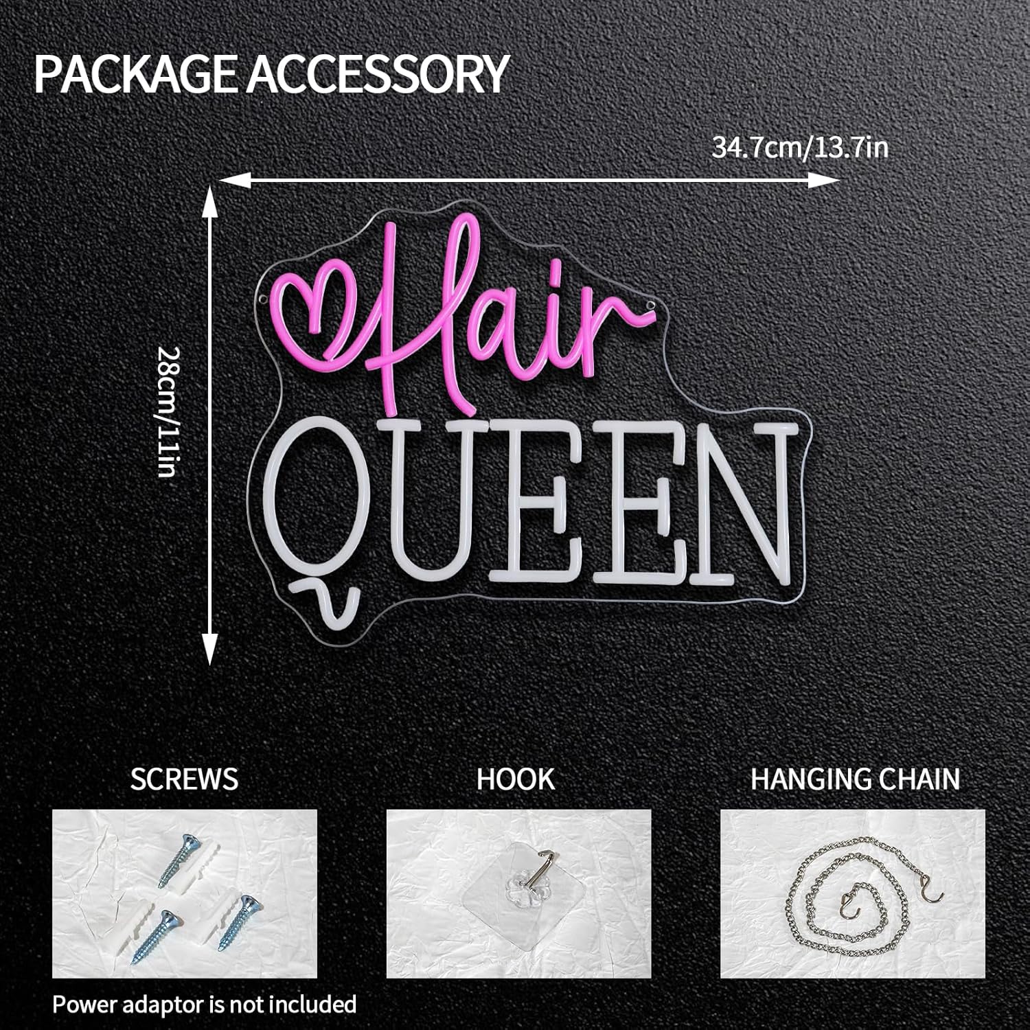 Letreiro Neon Hair Queen com A - Beauty Queen Makeup Studio avaliação e preço